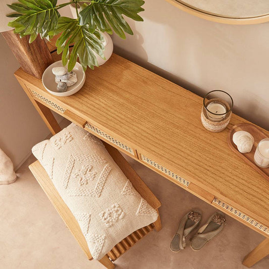 Bali Rattan Dressing Table with 2 Drawers - hearthora