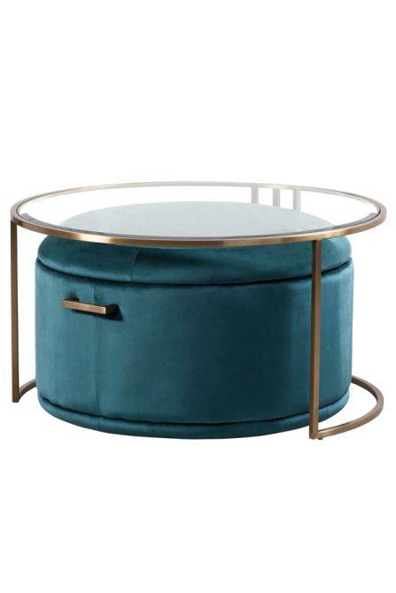 Aria Brass Coffee Table & Ottoman Set - hearthora