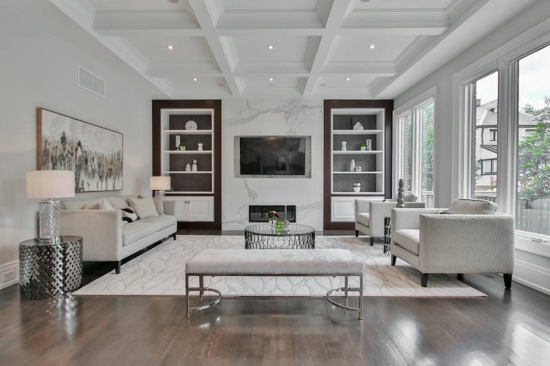 Living room with sofa and armchair