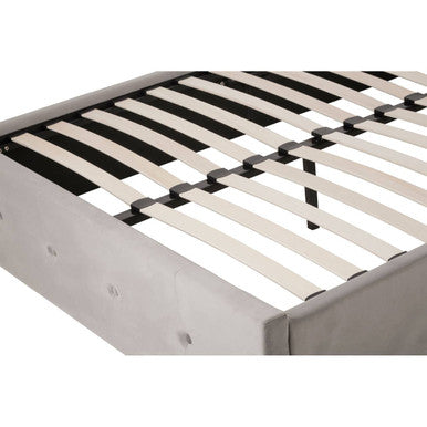 Edison Grey Velvet Ottoman Double Bed - hearthora