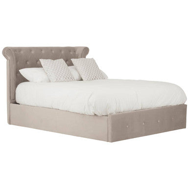 Edison Mink Velvet Ottoman Double Bed - hearthora