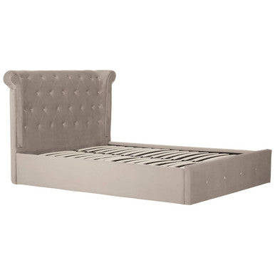 Edison Mink Velvet Ottoman Double Bed - hearthora