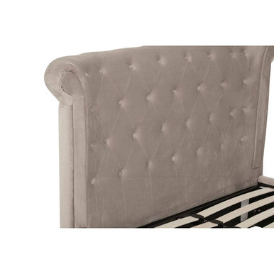 Edison Mink Velvet Ottoman Double Bed - hearthora