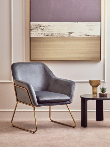 Xander Grey Velvet Armchair