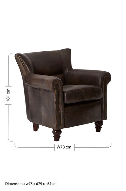 Victor Dark Grey Brown Leather Armchair
