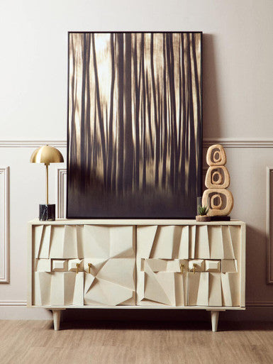 Sita Four Door Mango Wood Abstract Design Sideboard