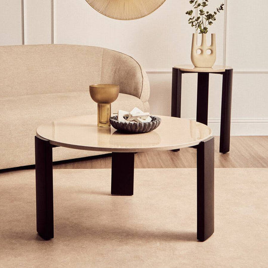 Palermo Round Cream Marble Top Large Coffee Table - hearthora