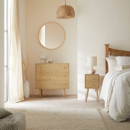 Scandinavian Light Oak Logan Narrow Bedside Table - hearthora