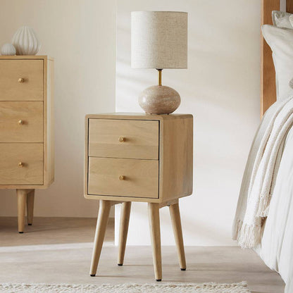 Scandinavian Light Oak Logan Narrow Bedside Table - hearthora
