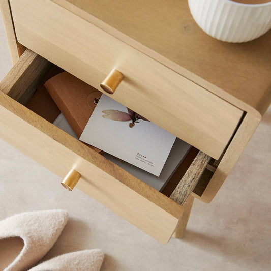 Scandinavian Light Oak Logan Narrow Bedside Table - hearthora