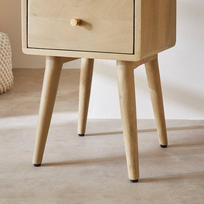 Scandinavian Light Oak Logan Narrow Bedside Table - hearthora