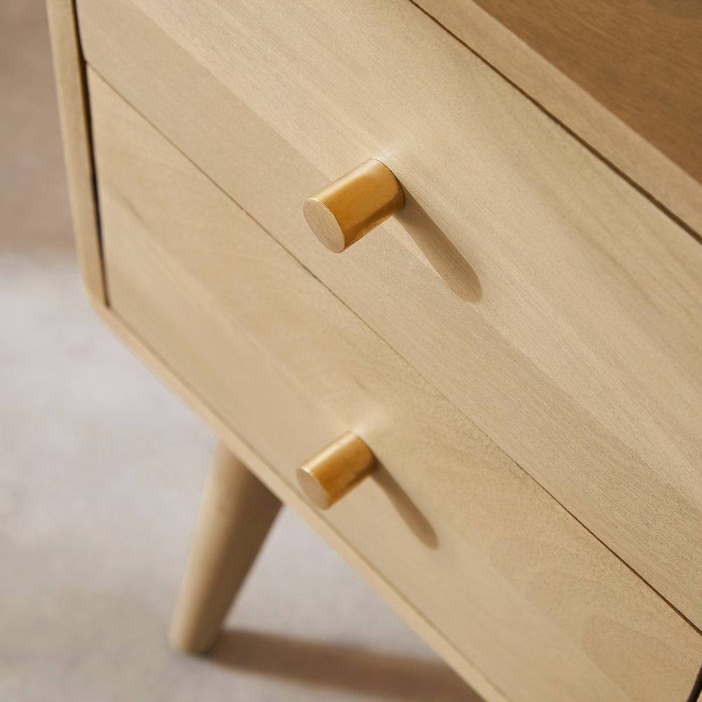 Scandinavian Light Oak Logan Narrow Bedside Table - hearthora