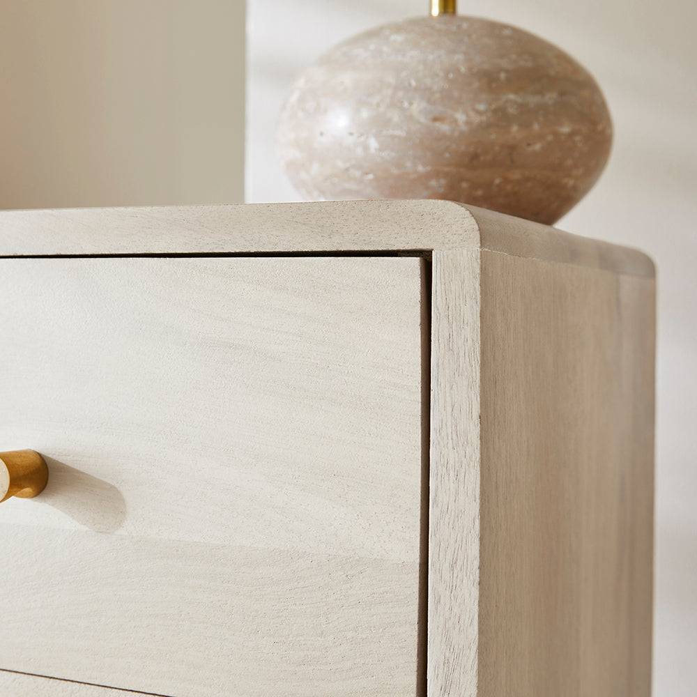 Scandinavian White Oak Logan Narrow Bedside Table - hearthora