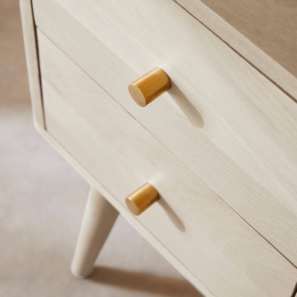 Scandinavian White Oak Logan Narrow Bedside Table - hearthora