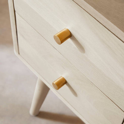 Scandinavian White Oak Logan Narrow Bedside Table - hearthora