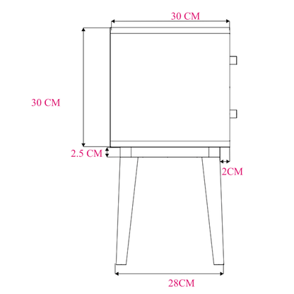 Scandinavian White Oak Logan Narrow Bedside Table - hearthora