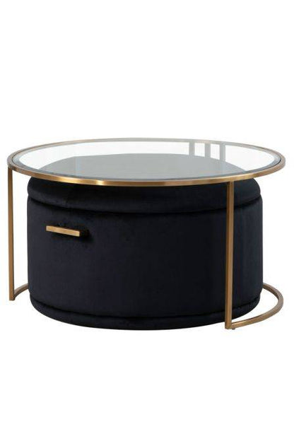 Aria Brass Coffee Table &amp; Ottoman Set - hearthora