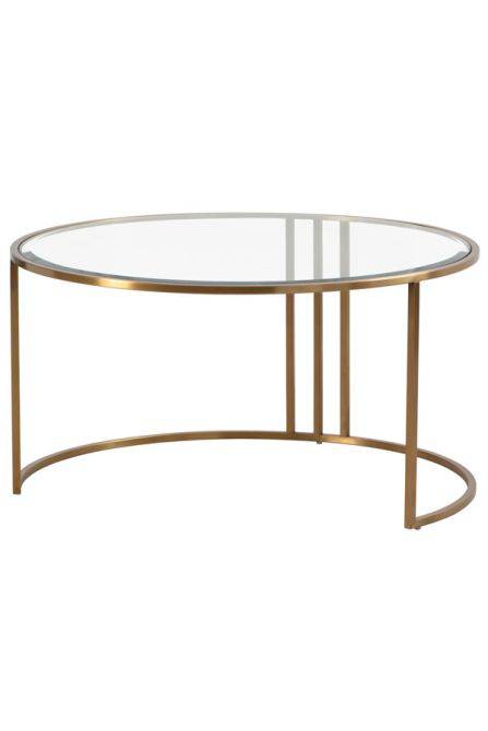 Aria Brass Coffee Table &amp; Ottoman Set - hearthora