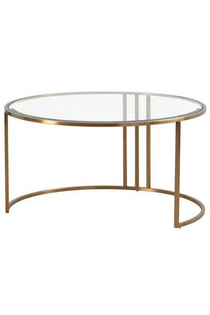 Aria Brass Coffee Table &amp; Ottoman Set - hearthora