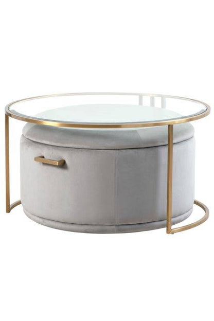 Aria Brass Coffee Table &amp; Ottoman Set - hearthora