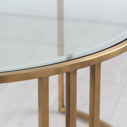 Aria Brass Coffee Table &amp; Ottoman Set - hearthora