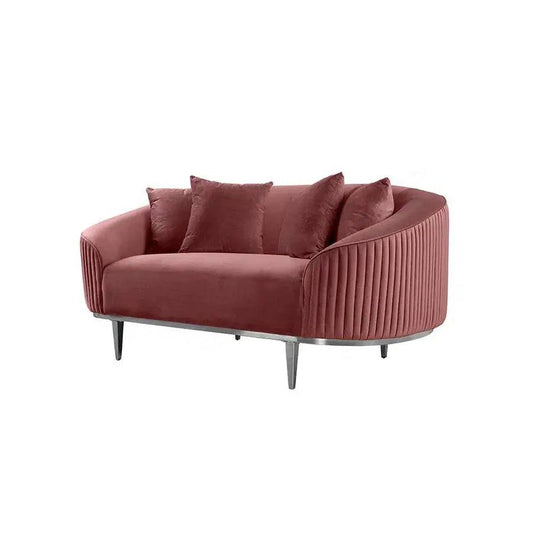 Ella Two Seat Sofa - Blush Pink- Polished chrome base - hearthora
