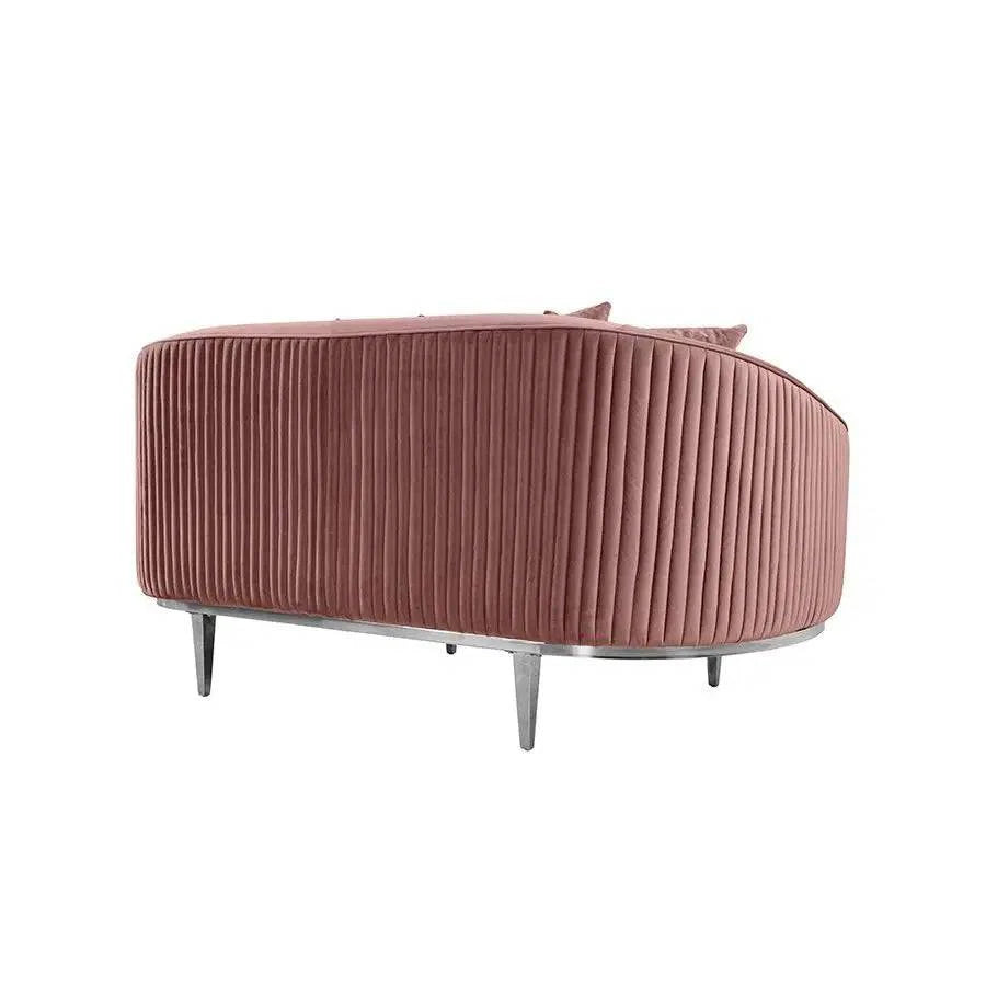 Ella Two Seat Sofa - Blush Pink- Polished chrome base - hearthora