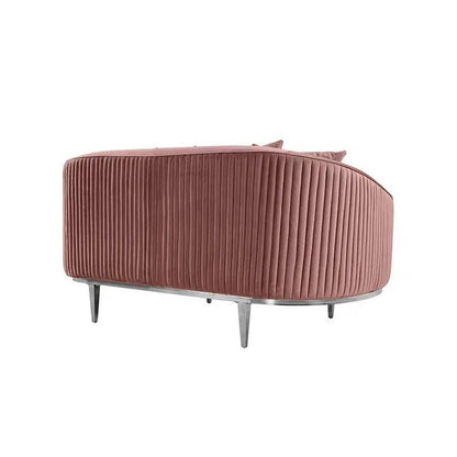 Ella Two Seat Sofa - Blush Pink- Polished chrome base - hearthora