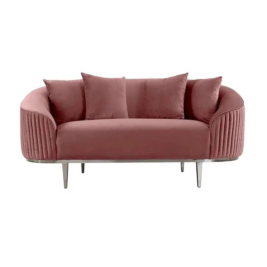 Ella Two Seat Sofa - Blush Pink- Polished chrome base - hearthora